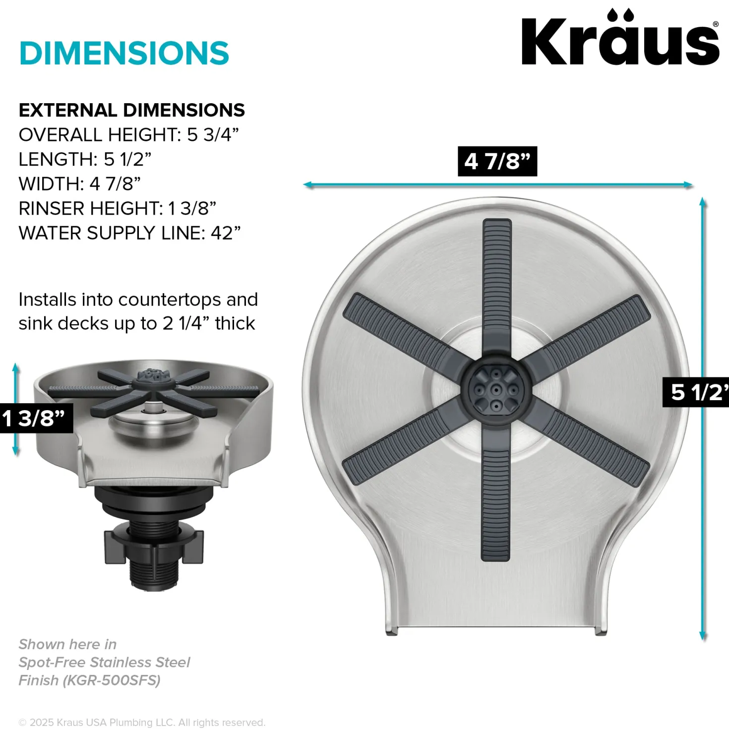 KRAUS Glass Rinser in Spot-Free Stainless