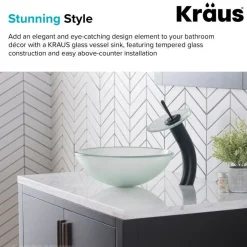 KRAUS Glass Vessel Sink in Frosted