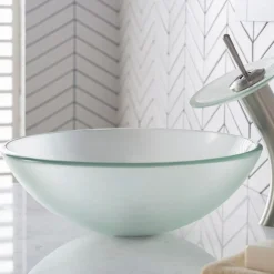KRAUS Glass Vessel Sink in Frosted