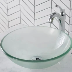 KRAUS Glass Vessel Sink in Frosted
