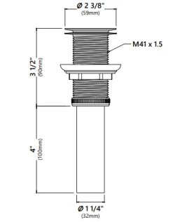 KRAUS Grid Style Drain in Chrome for 1 3/4" Drain Hole, Non Overflow