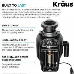 KRAUS 3/4HP Continuous Feed Garbage Disposal