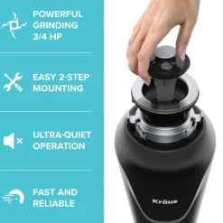 KRAUS 3/4HP Continuous Feed Garbage Disposal