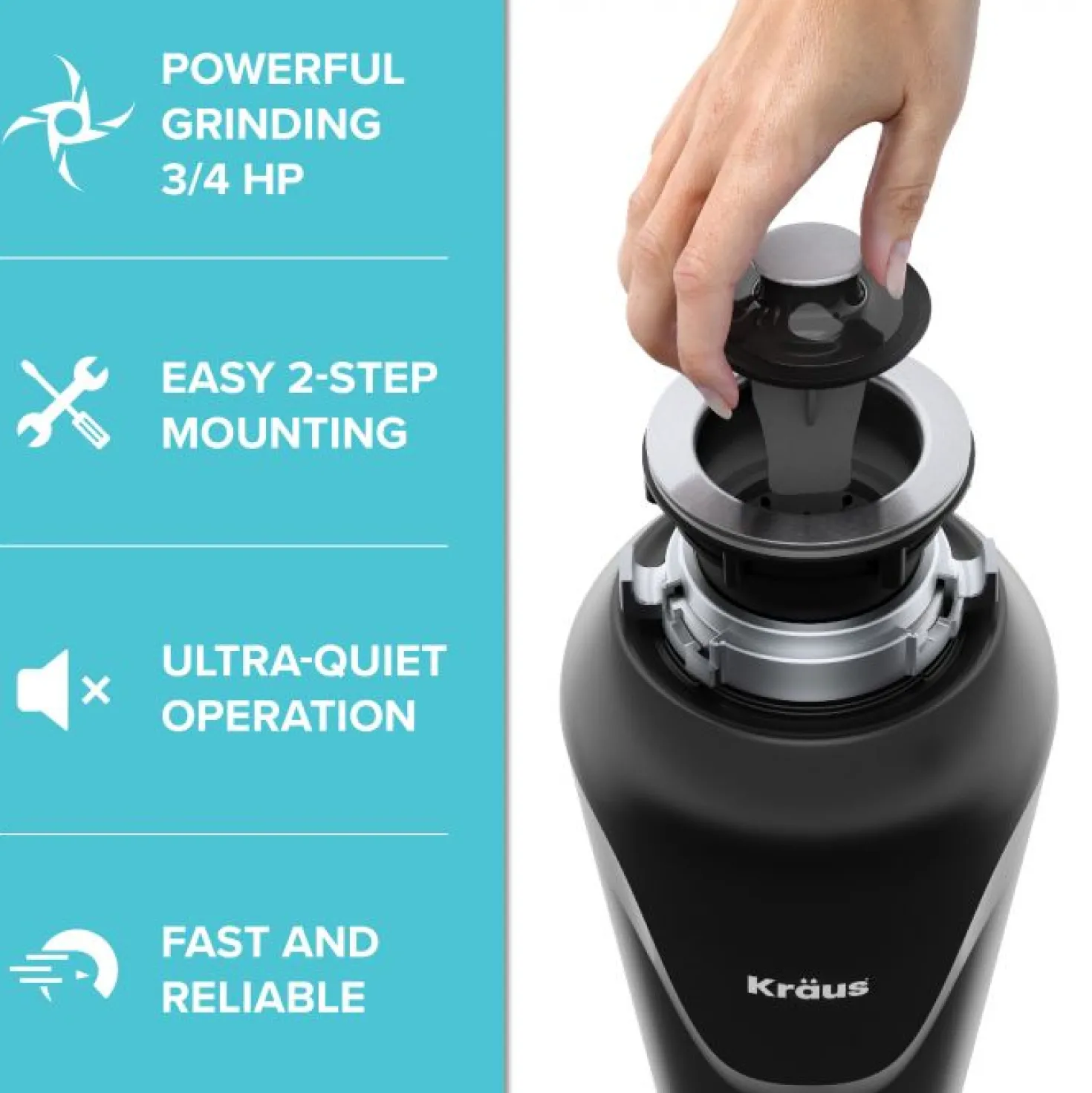 KRAUS 3/4HP Continuous Feed Garbage Disposal