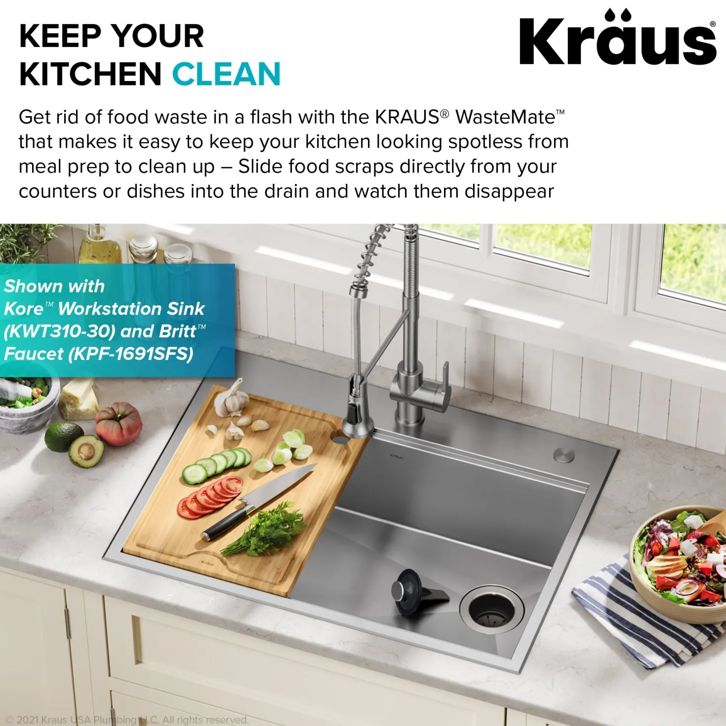 KRAUS 3/4HP Continuous Feed Garbage Disposal