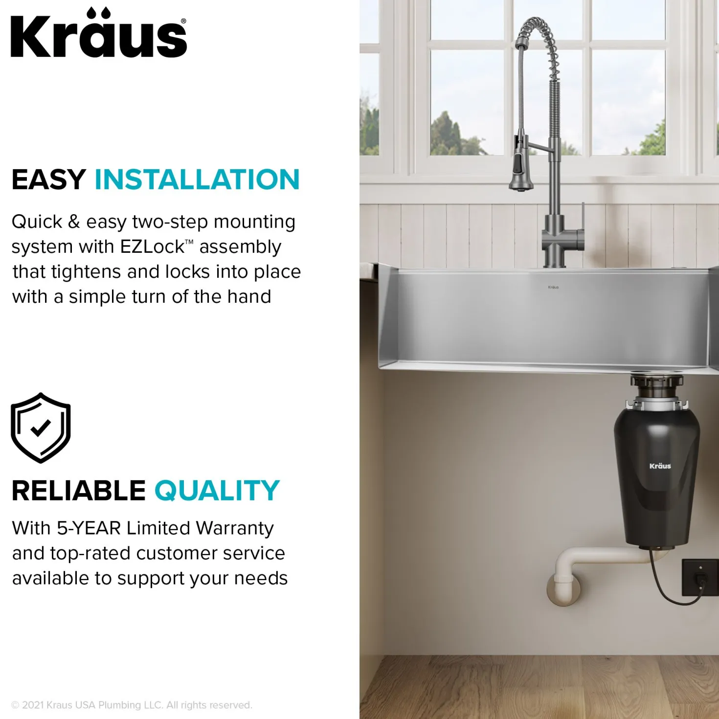 KRAUS 3/4HP Continuous Feed Garbage Disposal