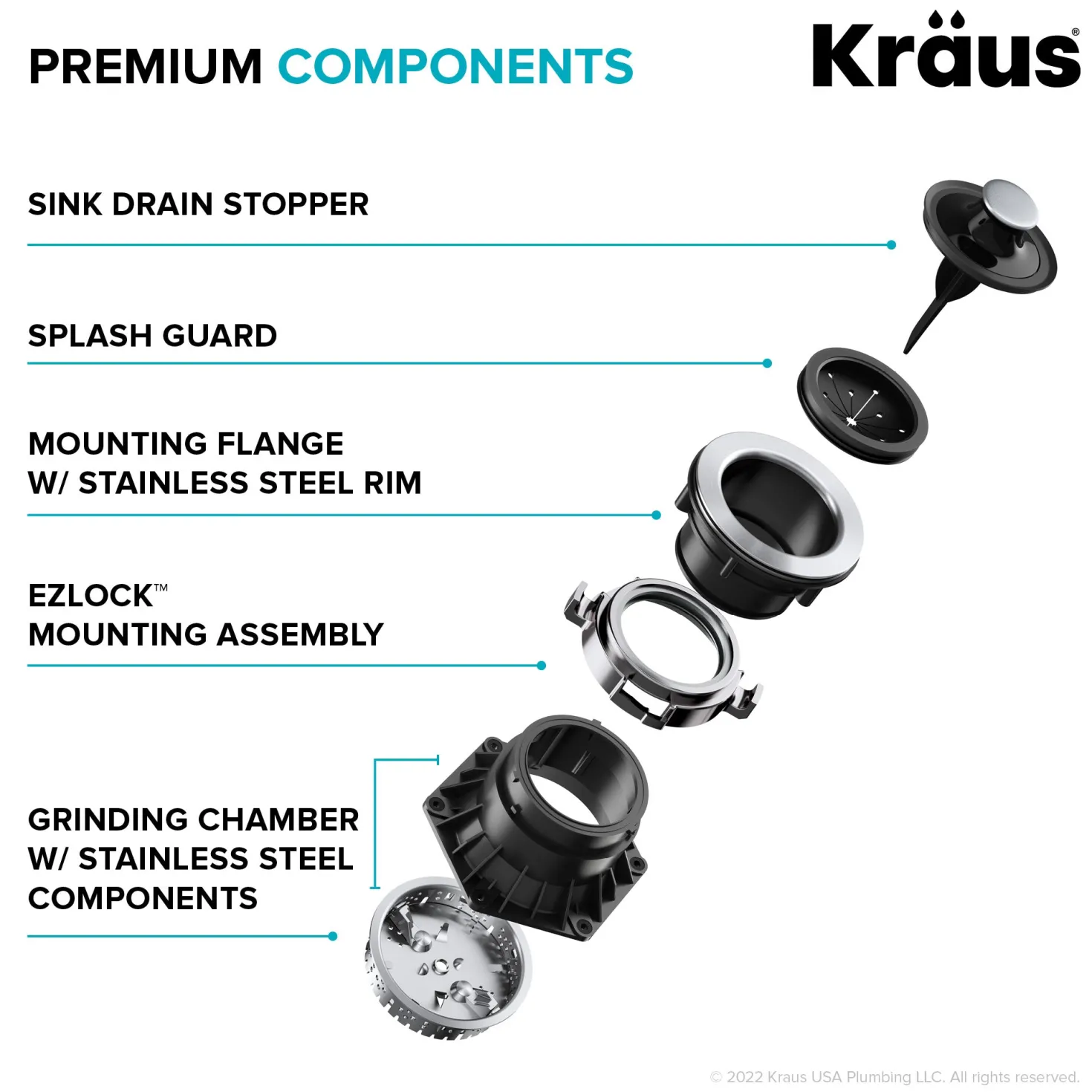 KRAUS 1 HP Continuous Feed Garbage Disposal