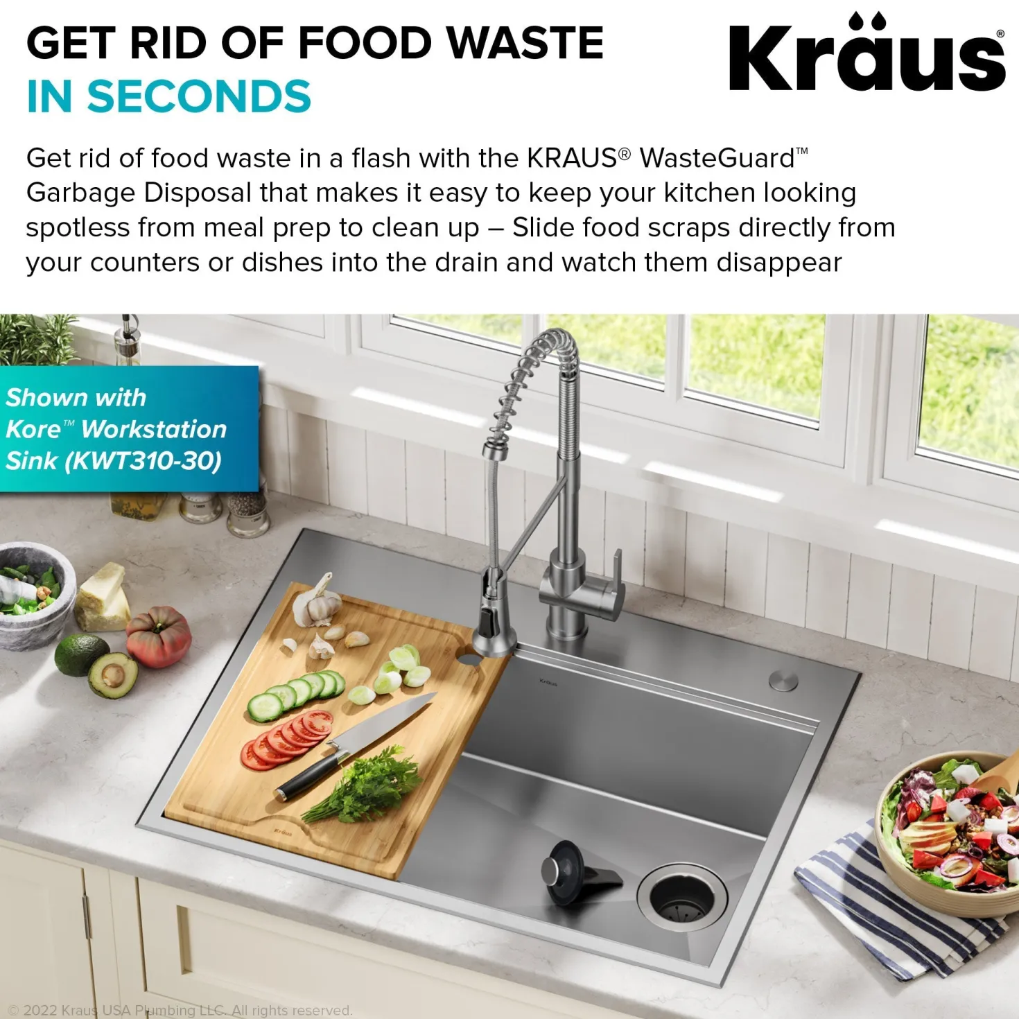 KRAUS 1 HP Continuous Feed Garbage Disposal