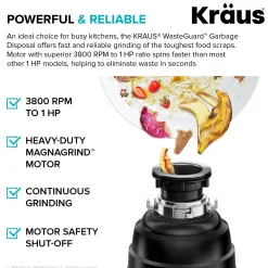 KRAUS 1 HP Continuous Feed Garbage Disposal