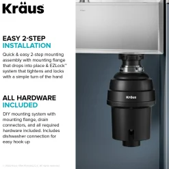 KRAUS 1 HP Continuous Feed Garbage Disposal