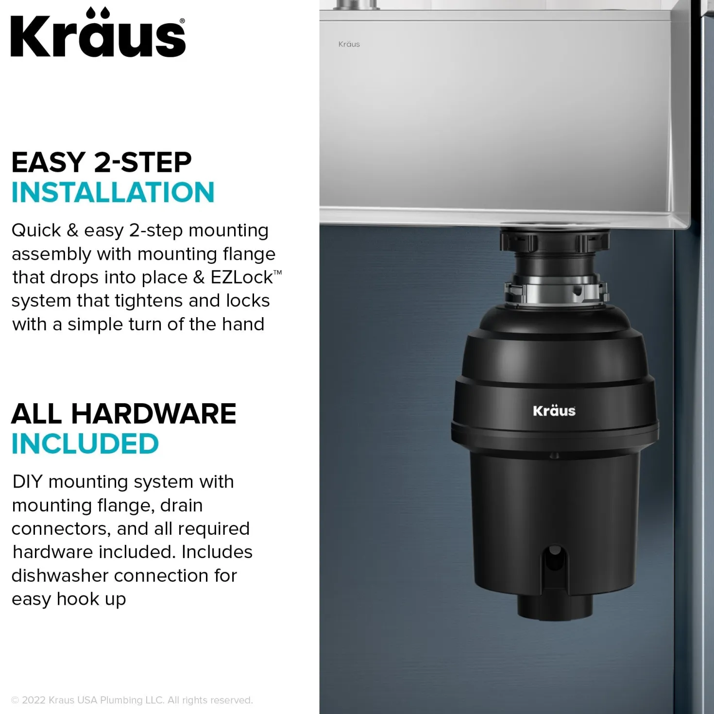 KRAUS 1 HP Continuous Feed Garbage Disposal