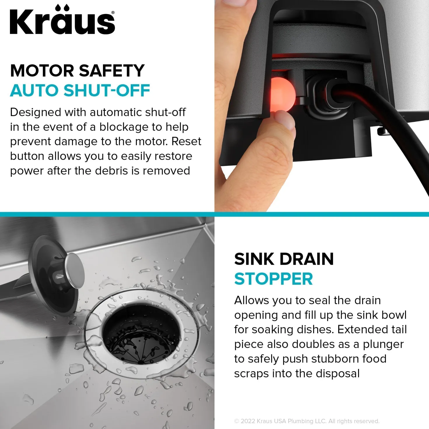 KRAUS 1 HP Continuous Feed Garbage Disposal