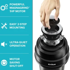 KRAUS 1 HP Continuous Feed Garbage Disposal