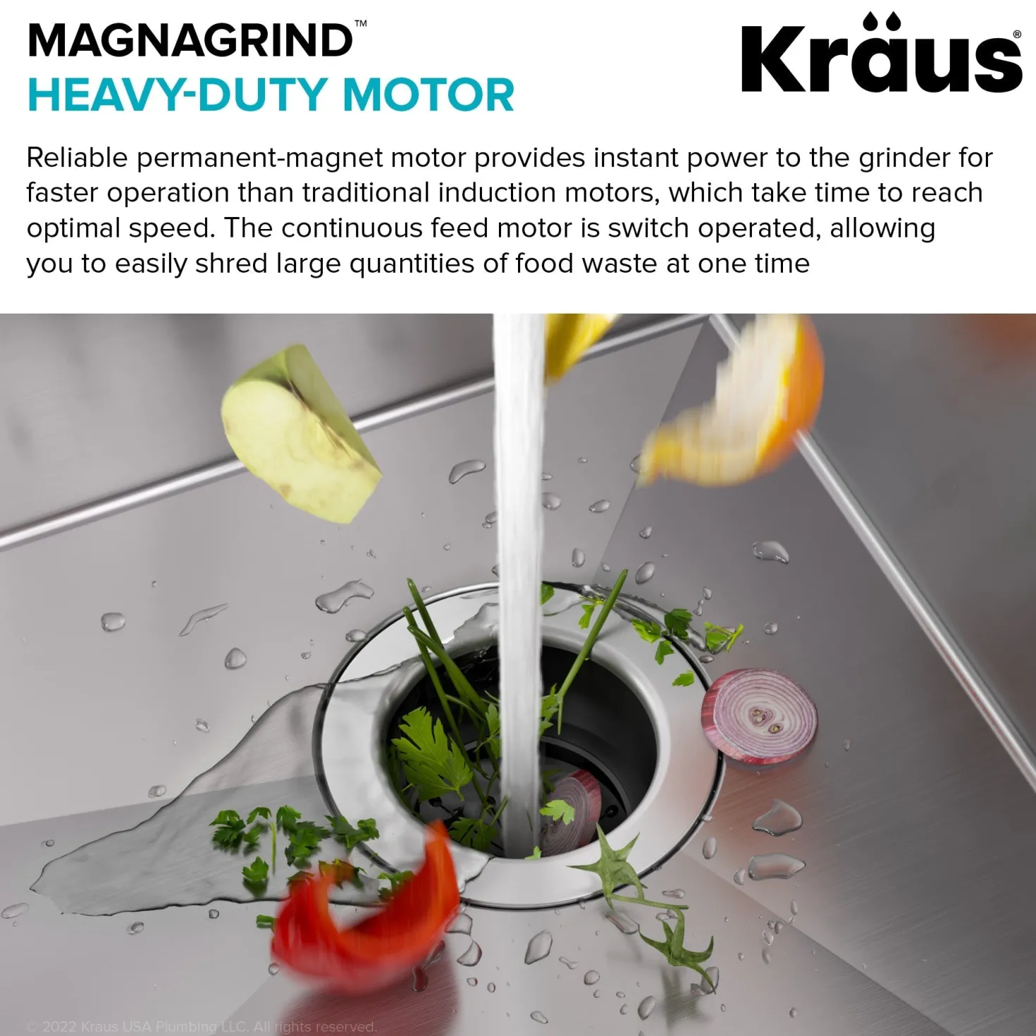 KRAUS 1 HP Continuous Feed Garbage Disposal