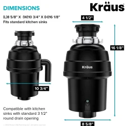 KRAUS 1 HP Continuous Feed Garbage Disposal
