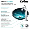 KRAUS 17-Inch Blue Glass Nature Series Bathroom Vessel Sink and Arlo Faucet Combo Set with Pop-Up Drain