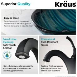 KRAUS 17-Inch Blue Glass Nature Series Bathroom Vessel Sink and Arlo Faucet Combo Set with Pop-Up Drain