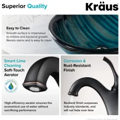 KRAUS 17-Inch Blue Glass Nature Series Bathroom Vessel Sink and Arlo Faucet Combo Set with Pop-Up Drain