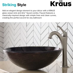 KRAUS 16 1/2-Inch Copper Brown Bathroom Vessel Sink and Arlo Faucet Combo Set with Pop-Up Drain