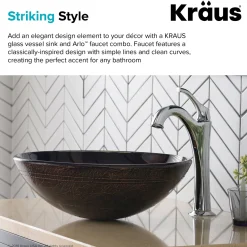 KRAUS 16 1/2-Inch Copper Brown Bathroom Vessel Sink and Arlo Faucet Combo Set with Pop-Up Drain