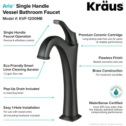 KRAUS 16 1/2-Inch Copper Brown Bathroom Vessel Sink and Arlo Faucet Combo Set with Pop-Up Drain
