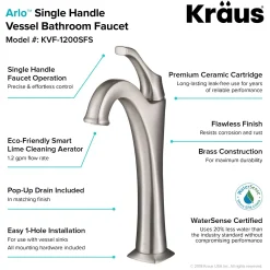 KRAUS 16 1/2-Inch Copper Brown Bathroom Vessel Sink and Arlo Faucet Combo Set with Pop-Up Drain