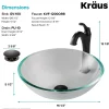 KRAUS 16 1/2-Inch Crystal Clear Glass Bathroom Vessel Sink and Arlo Faucet Combo Set with Pop-Up Drain