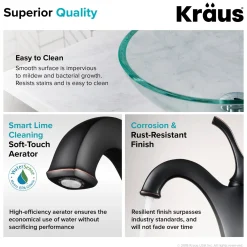 KRAUS 16 1/2-Inch Crystal Clear Glass Bathroom Vessel Sink and Arlo Faucet Combo Set with Pop-Up Drain