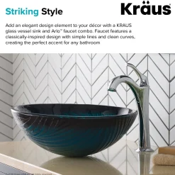 KRAUS 17-Inch Green Glass Nature Series Bathroom Vessel Sink and Arlo Faucet Combo Set with Pop-Up Drain