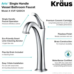 KRAUS 17-Inch Green Glass Nature Series Bathroom Vessel Sink and Arlo Faucet Combo Set with Pop-Up Drain