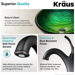 KRAUS 17-Inch Green Glass Nature Series Bathroom Vessel Sink and Arlo Faucet Combo Set with Pop-Up Drain