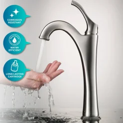 KRAUS 17-Inch Green Glass Nature Series Bathroom Vessel Sink and Arlo Faucet Combo Set with Pop-Up Drain