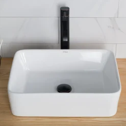 KRAUS 19-Inch Modern Rectangular White Porcelain Ceramic Bathroom Vessel Sink and Ramus Faucet Combo Set with Pop-Up Drain, Oil Rubbed Bronze Finish