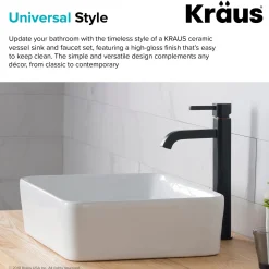 KRAUS 19-Inch Modern Rectangular White Porcelain Ceramic Bathroom Vessel Sink and Ramus Faucet Combo Set with Pop-Up Drain, Oil Rubbed Bronze Finish