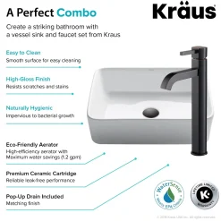KRAUS 19-Inch Modern Rectangular White Porcelain Ceramic Bathroom Vessel Sink and Ramus Faucet Combo Set with Pop-Up Drain, Oil Rubbed Bronze Finish