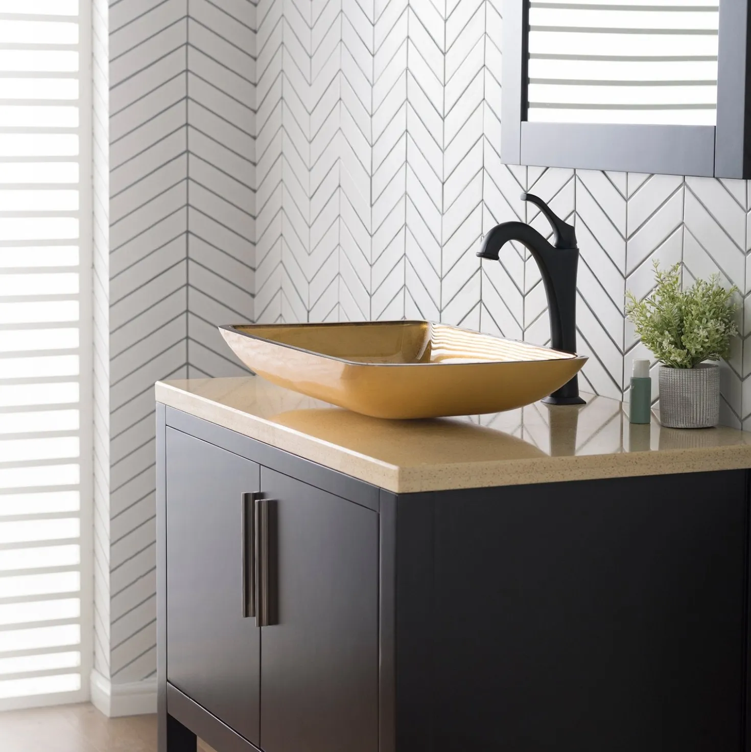 KRAUS 22-Inch Rectangular Gold Glass Bathroom Vessel Sink and Arlo Faucet Combo Set with Pop-Up Drain