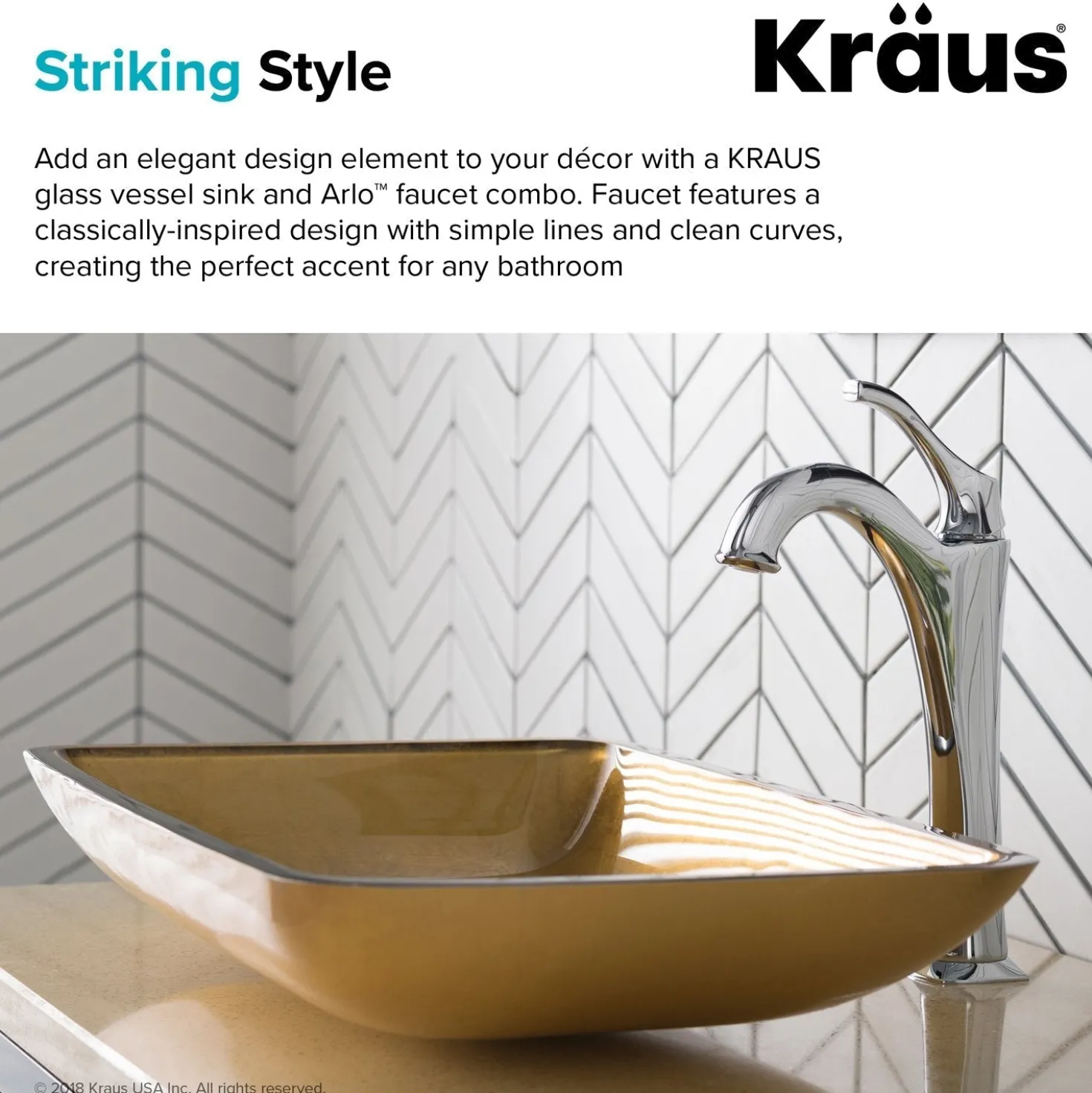 KRAUS 22-Inch Rectangular Gold Glass Bathroom Vessel Sink and Arlo Faucet Combo Set with Pop-Up Drain
