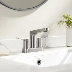 KRAUS Indy 2-Handle 4-inch Center-set Bathroom Faucet in Spot-Free Brushed Nickel