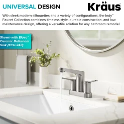 KRAUS Indy 2-Handle 4-inch Center-set Bathroom Faucet in Spot-Free Brushed Nickel