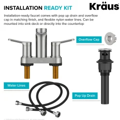KRAUS Indy 2-Handle 4-inch Center-set Bathroom Faucet in Spot-Free Brushed Nickel
