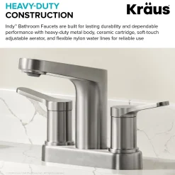 KRAUS Indy 2-Handle 4-inch Center-set Bathroom Faucet in Spot-Free Brushed Nickel