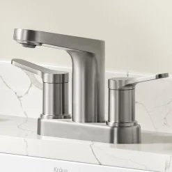 KRAUS Indy 2-Handle 4-inch Center-set Bathroom Faucet in Spot-Free Brushed Nickel