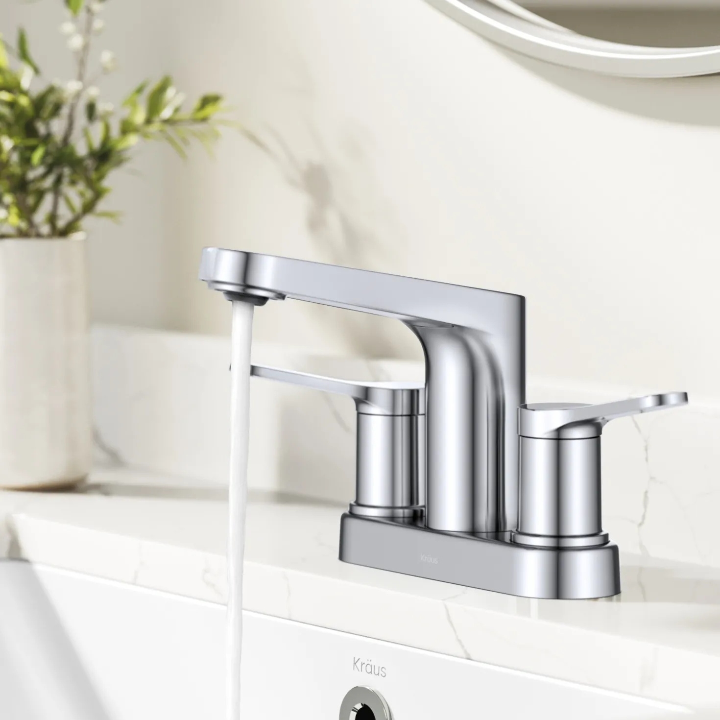 KRAUS Indy 2-Handle 4-inch Centerset Bathroom Faucet in Chrome
