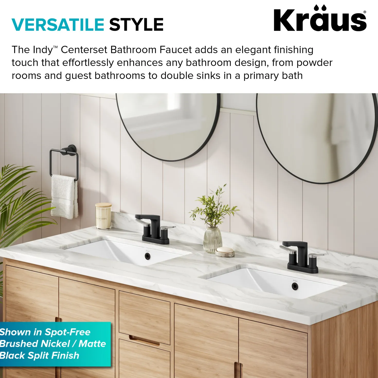 KRAUS Indy 2-Handle 4-inch Centerset Bathroom Faucet in Chrome