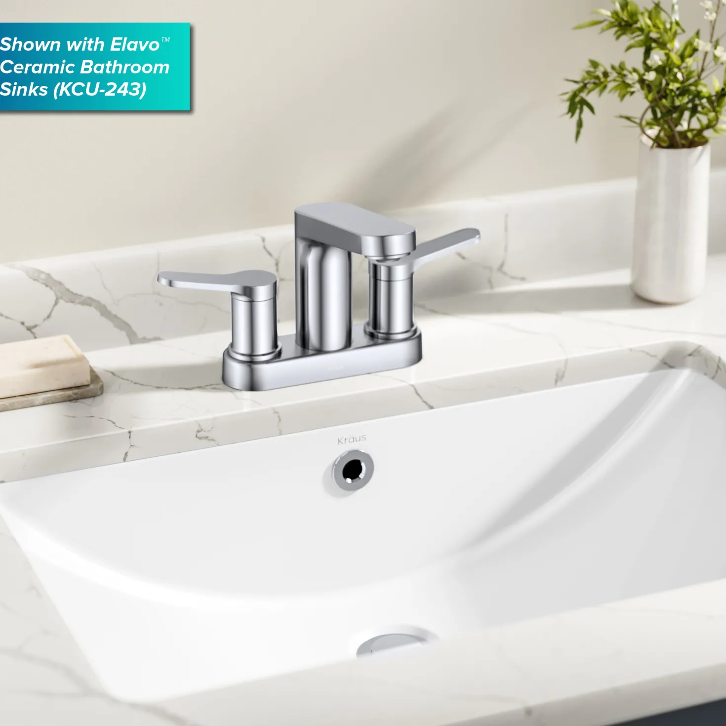 KRAUS Indy 2-Handle 4-inch Centerset Bathroom Faucet in Chrome