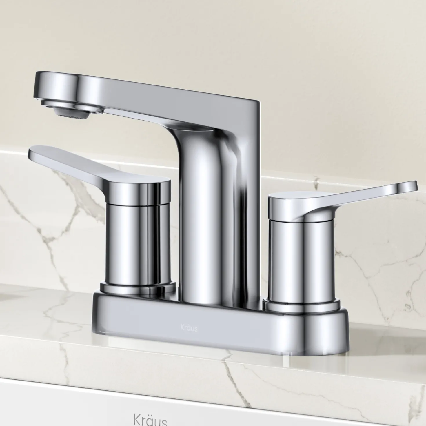 KRAUS Indy 2-Handle 4-inch Centerset Bathroom Faucet in Chrome