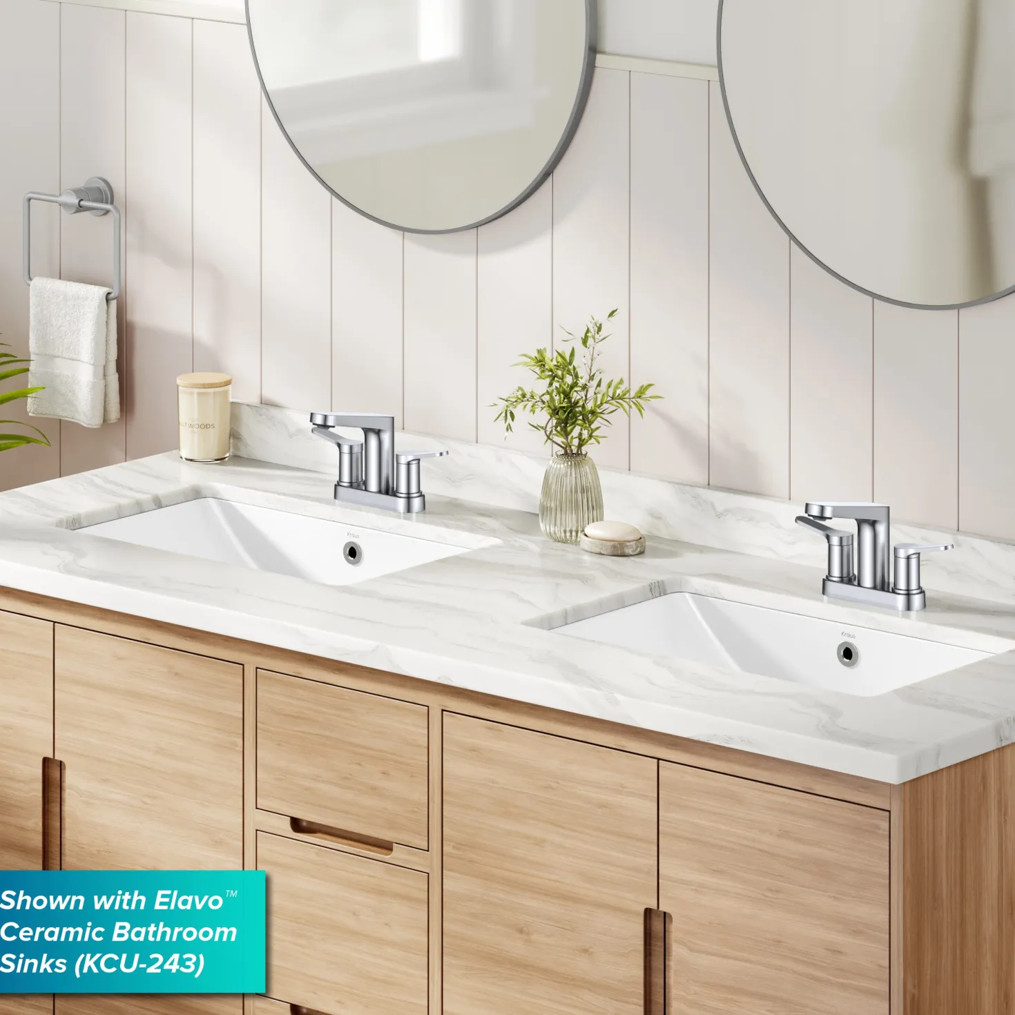 KRAUS Indy 2-Handle 4-inch Centerset Bathroom Faucet in Chrome