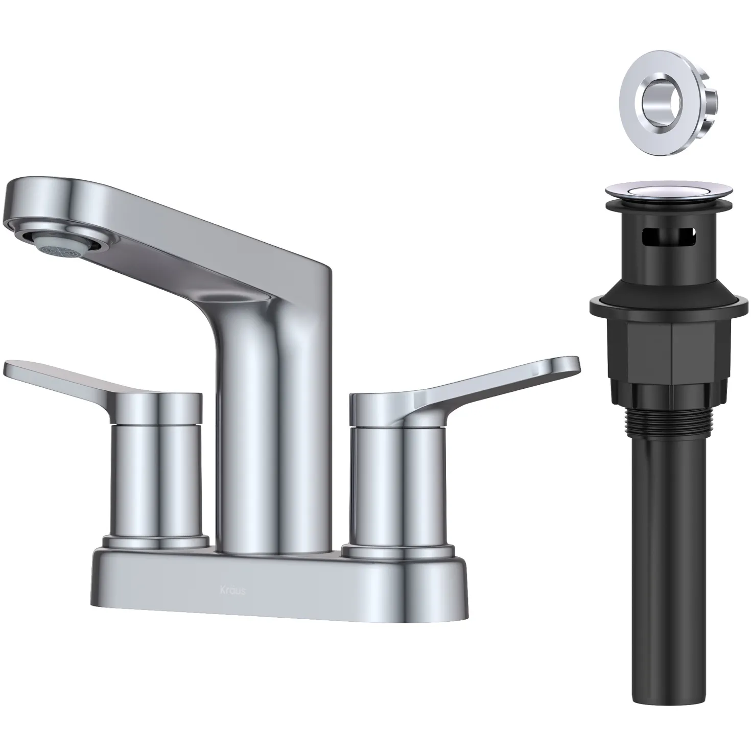 KRAUS Indy 2-Handle 4-inch Centerset Bathroom Faucet in Chrome