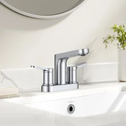 KRAUS Indy 2-Handle 4-inch Centerset Bathroom Faucet in Chrome