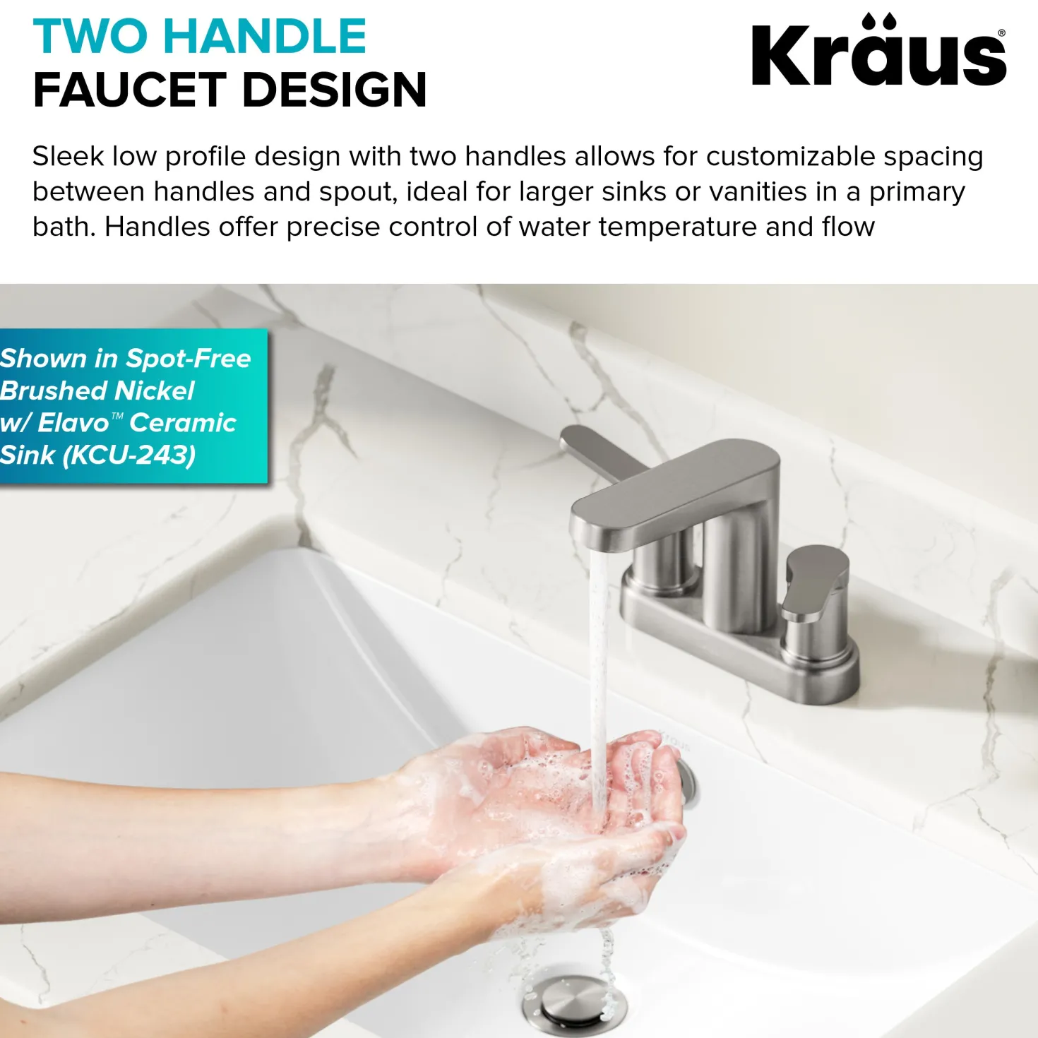 KRAUS Indy 2-Handle 4-inch Centerset Bathroom Faucet in Chrome